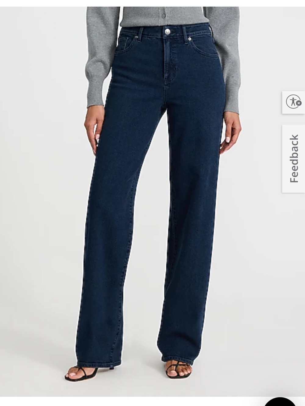 Express High Waisted Relaxed Straight Dark Wash Jeans
